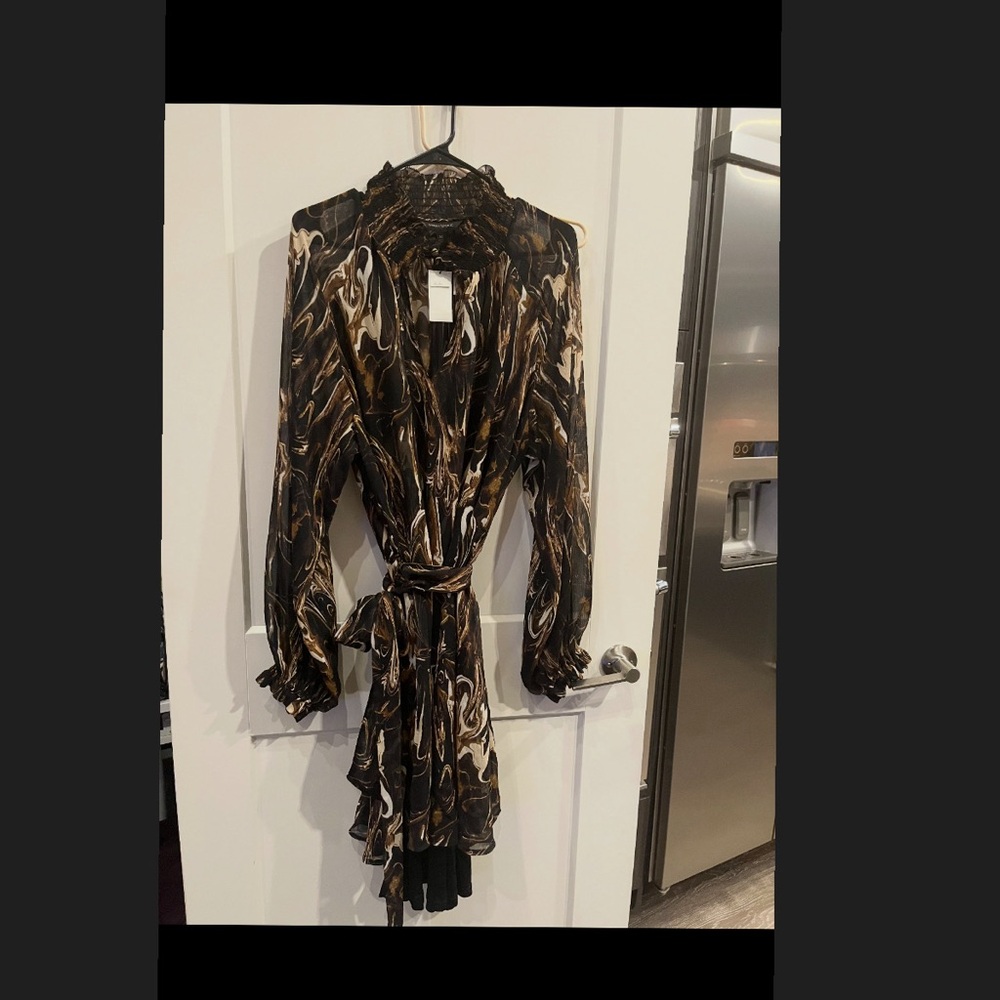 Banana Republic Black and Brown Patterned Dress